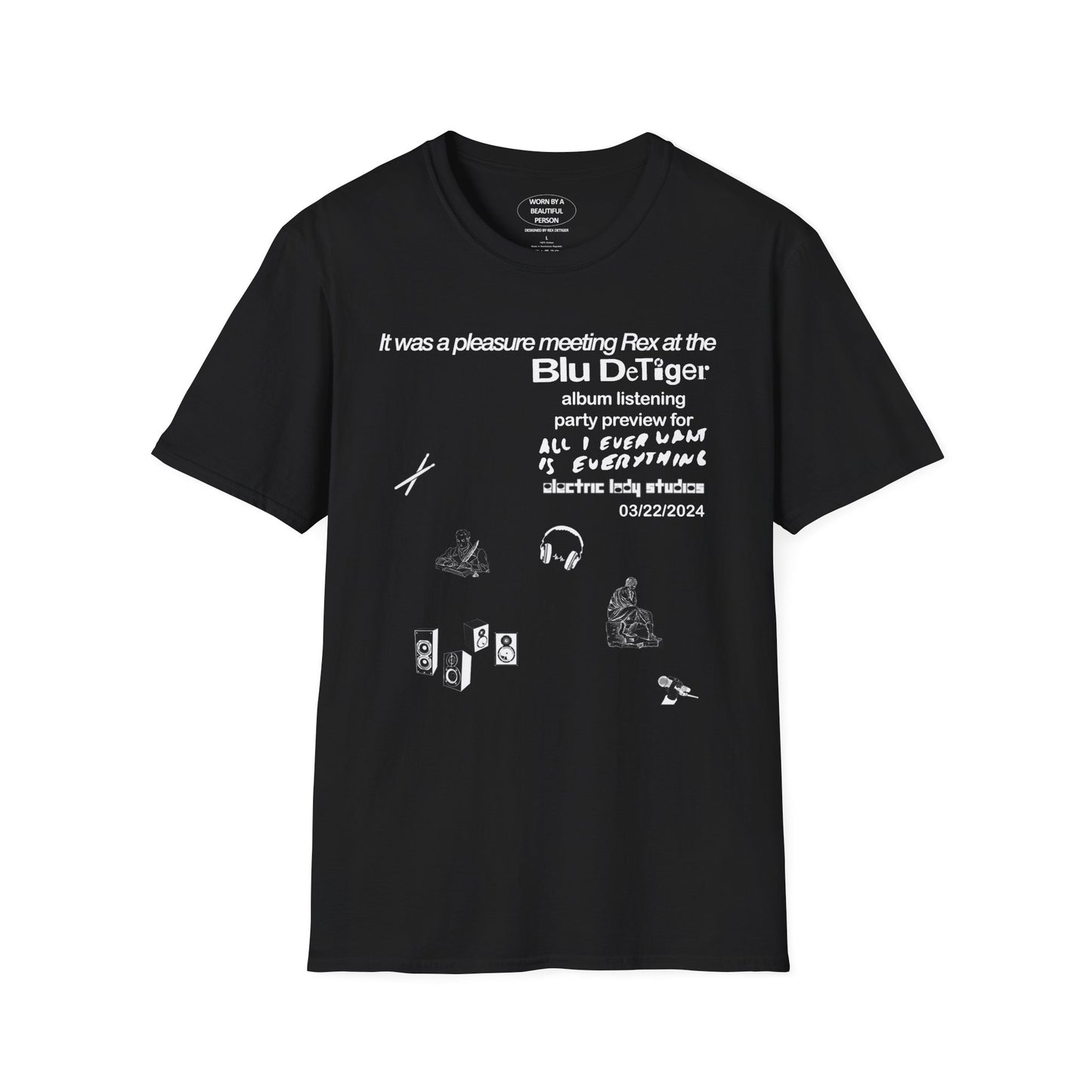 It was a pleasure meeting Rex at the Blu DeTiger album listening party - Unisex Softstyle T-Shirt