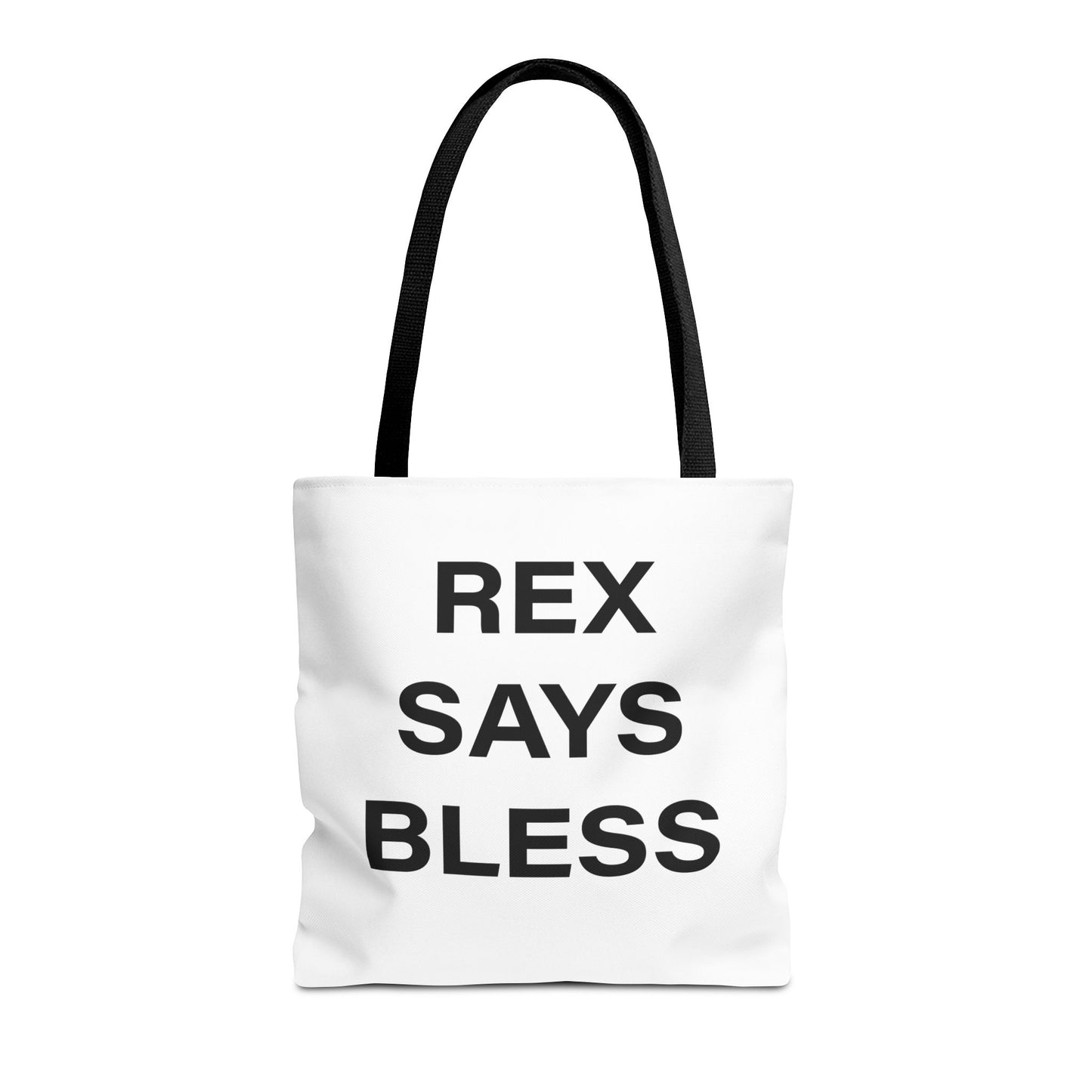 REX SAYS BLESS - Tote Bag - WHITE - CHOOSE HANDLE COLOR AND SIZE