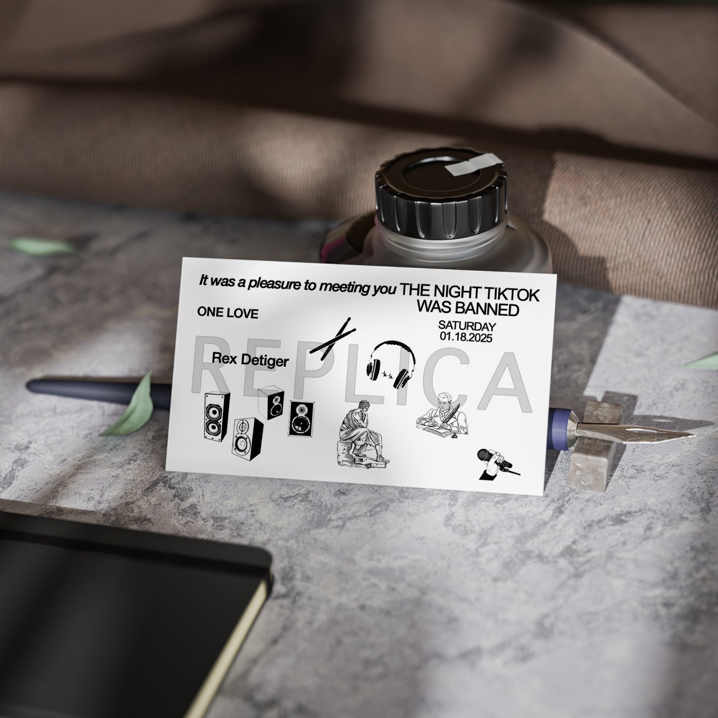 "It was a pleasure to meeting you the night tiktok was banned" [typo included for accuracy] Business Cards REPLICA