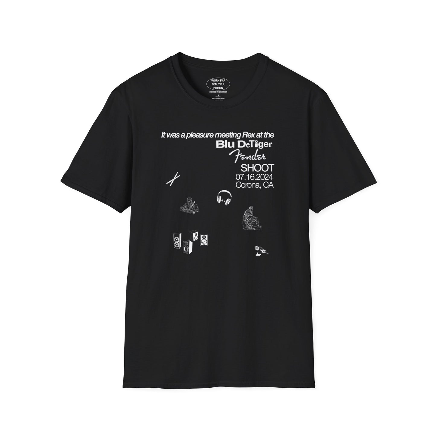 It was a pleasure meeting Rex at the Blu Fender shoot  7.16 - Unisex Softstyle T-Shirt