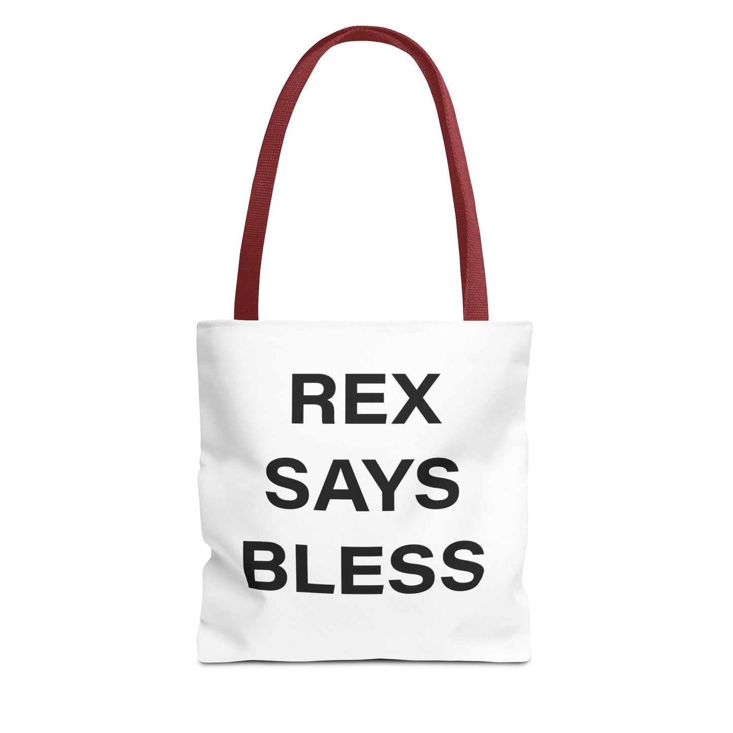 REX SAYS BLESS - Tote Bag - WHITE - CHOOSE HANDLE COLOR AND SIZE
