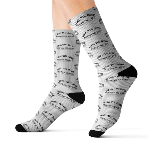 Love the Band, Respect the Crew - Sublimation Socks - Scoomper's World - WHITE