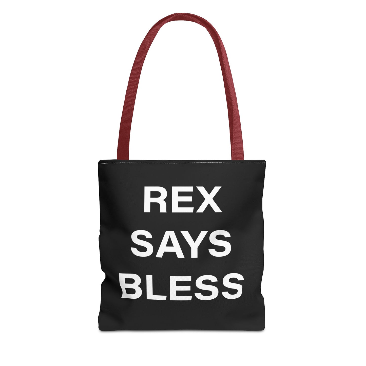 REX SAYS BLESS - Tote Bag - BLACK - CHOOSE HANDLE COLOR AND SIZE
