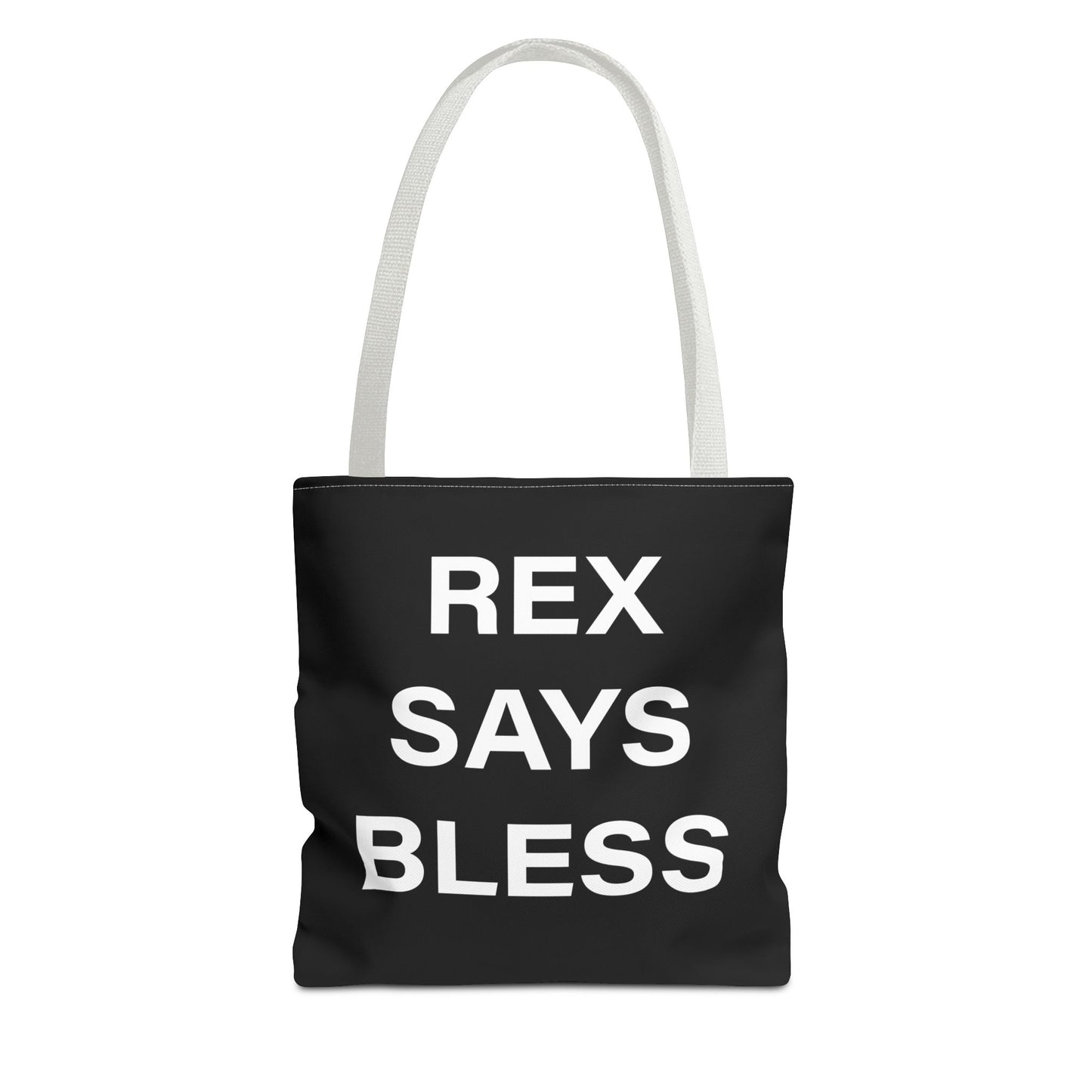 REX SAYS BLESS - Tote Bag - BLACK - CHOOSE HANDLE COLOR AND SIZE