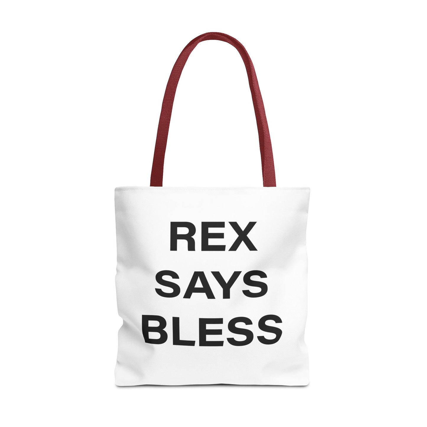 REX SAYS BLESS - Tote Bag - WHITE - CHOOSE HANDLE COLOR AND SIZE