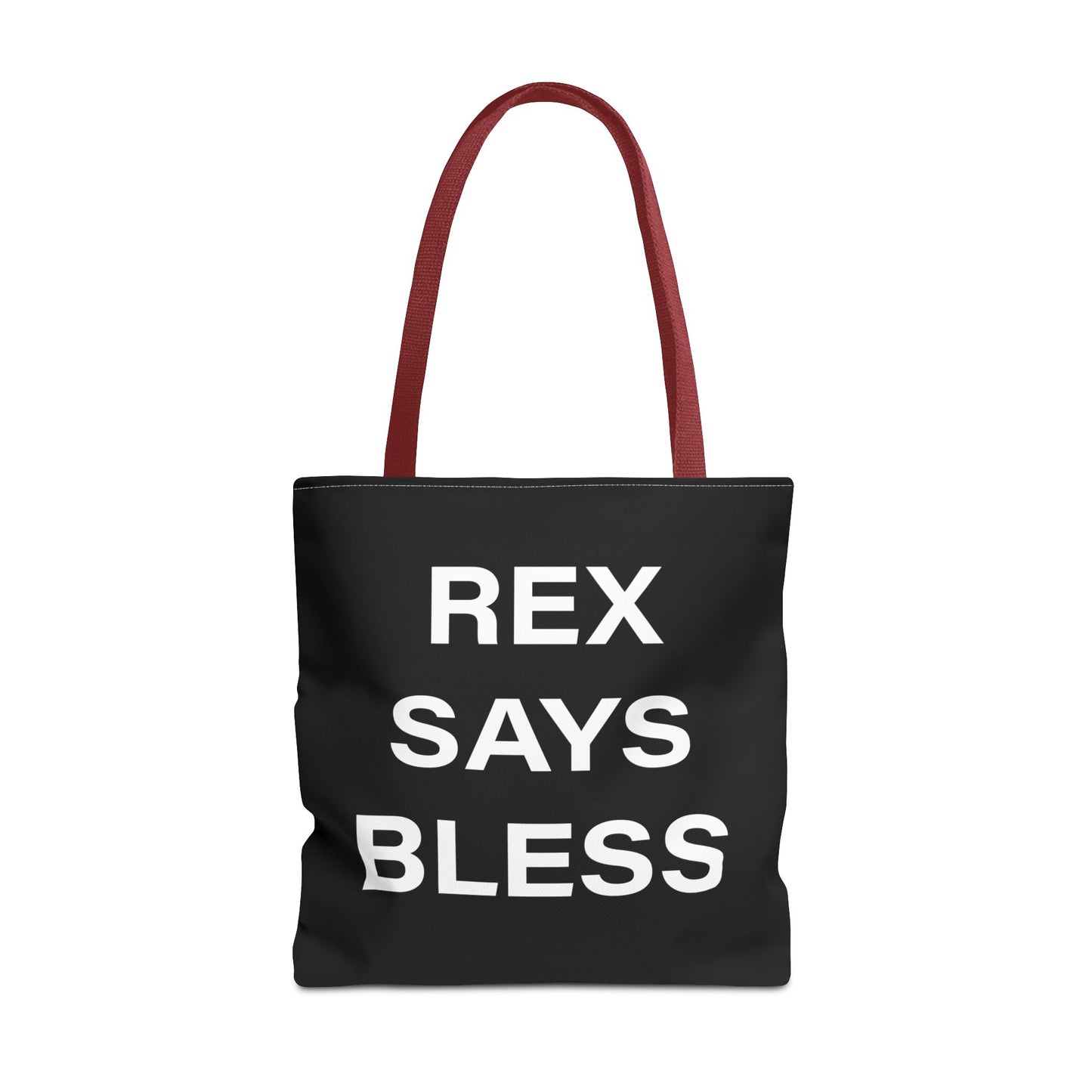 REX SAYS BLESS - Tote Bag - BLACK - CHOOSE HANDLE COLOR AND SIZE