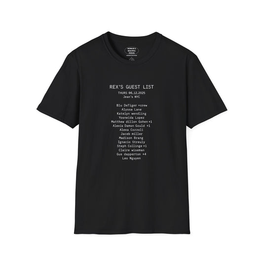 Rex’s Guest List T Shirt 06.12.2025 Jeans NYC