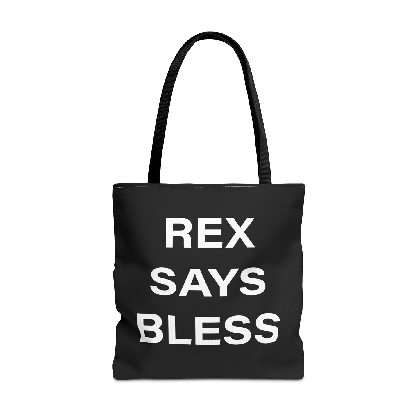 REX SAYS BLESS - Tote Bag - BLACK - CHOOSE HANDLE COLOR AND SIZE