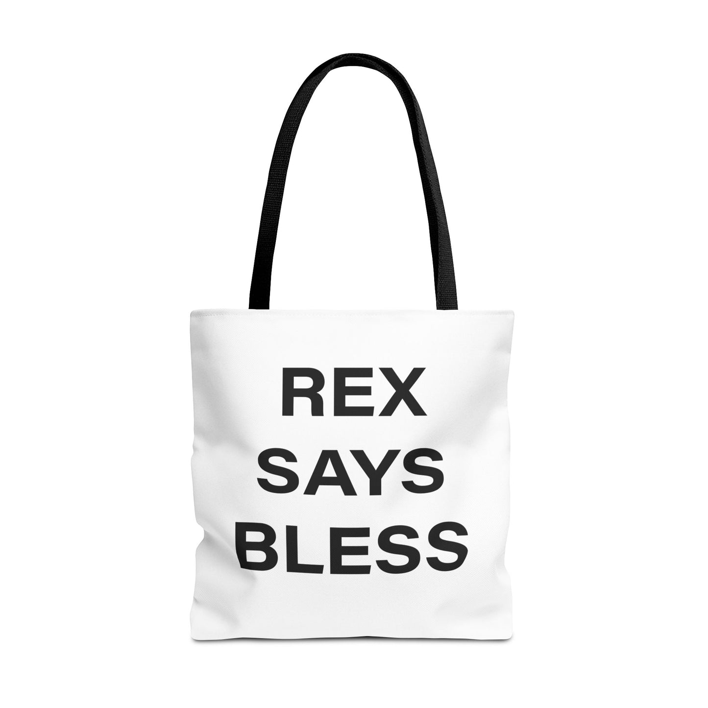 REX SAYS BLESS - Tote Bag - WHITE - CHOOSE HANDLE COLOR AND SIZE