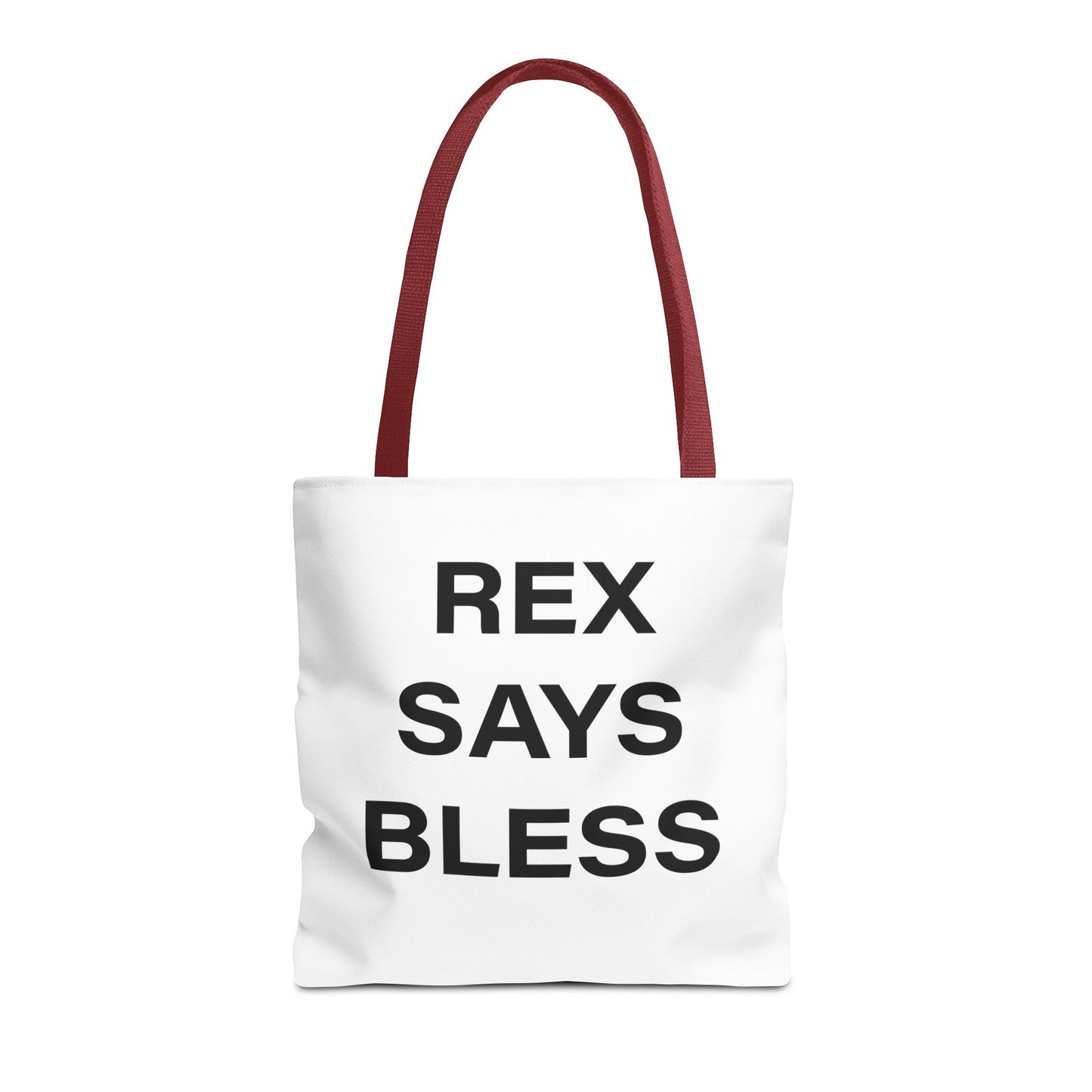 REX SAYS BLESS - Tote Bag - WHITE - CHOOSE HANDLE COLOR AND SIZE