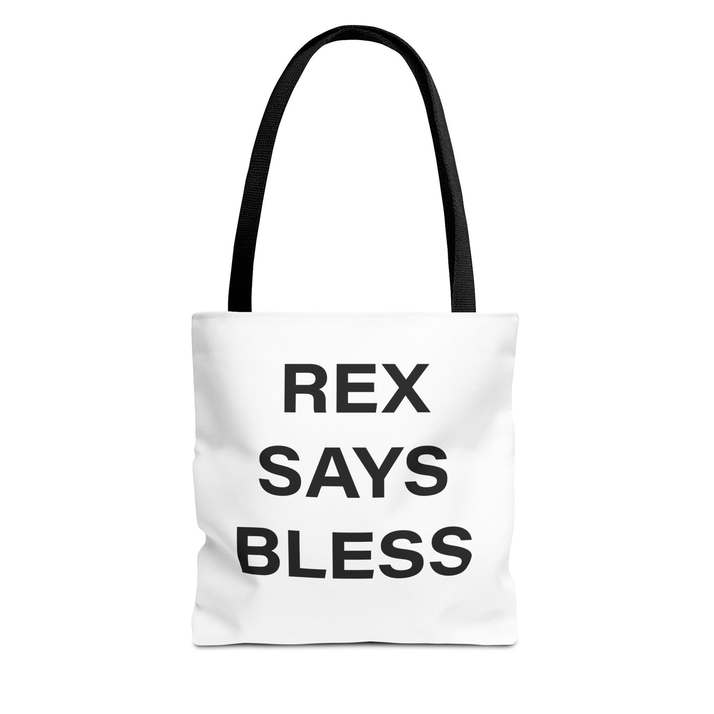 REX SAYS BLESS - Tote Bag - WHITE - CHOOSE HANDLE COLOR AND SIZE