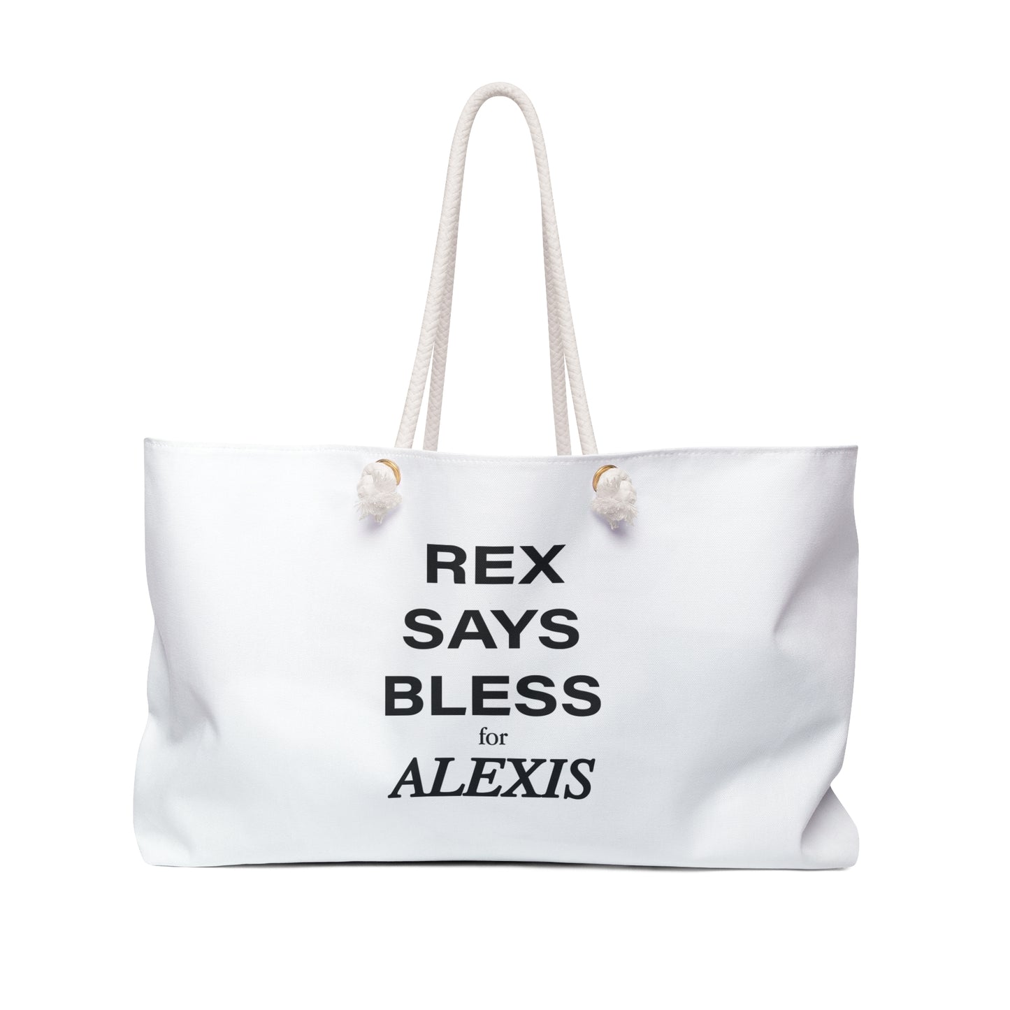 Rex says Bless for Alexis Weekender Bag WHITE