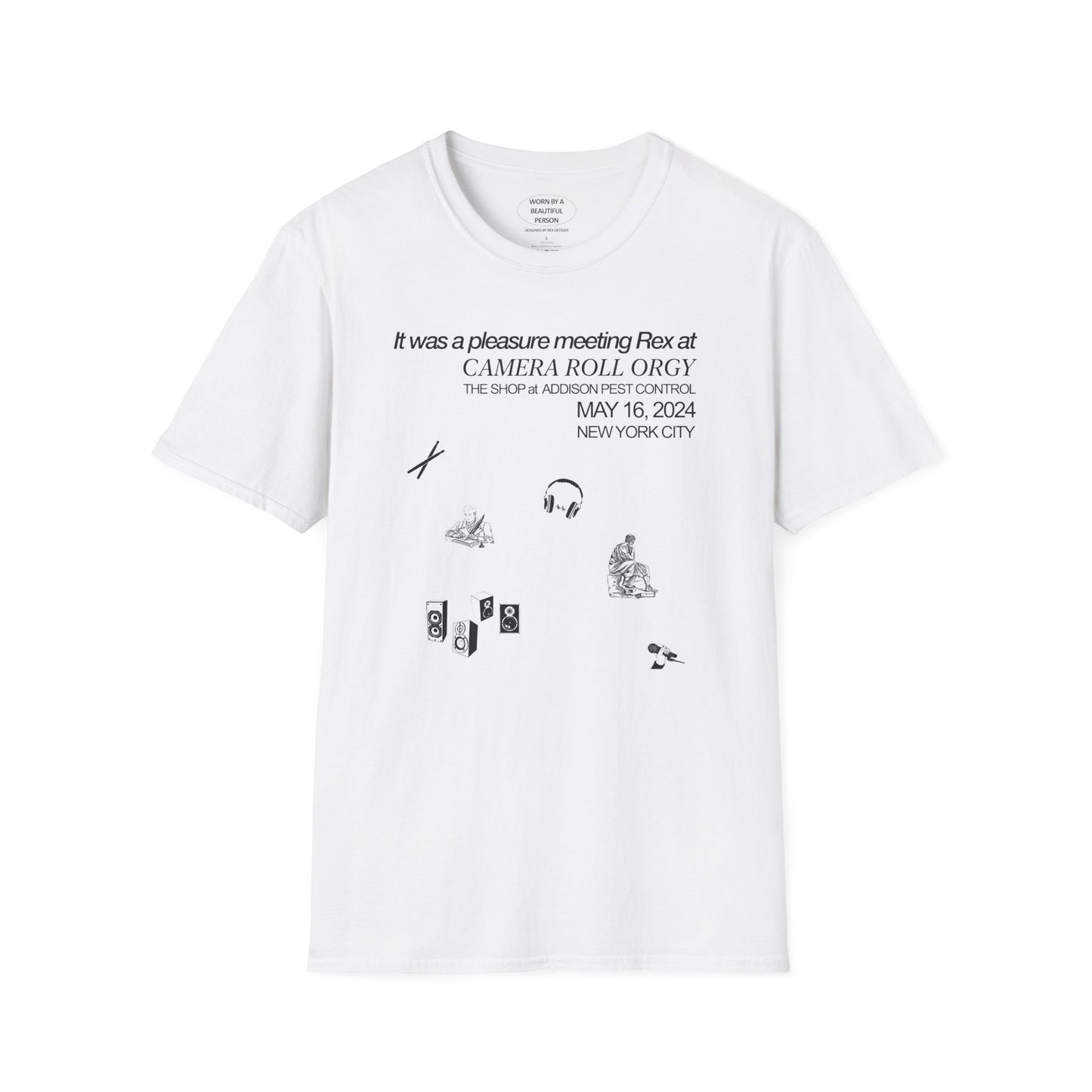 It was a pleasure meeting Rex at CAMERA ROLL ORGY at THE SHOP - Unisex Softstyle T-Shirt