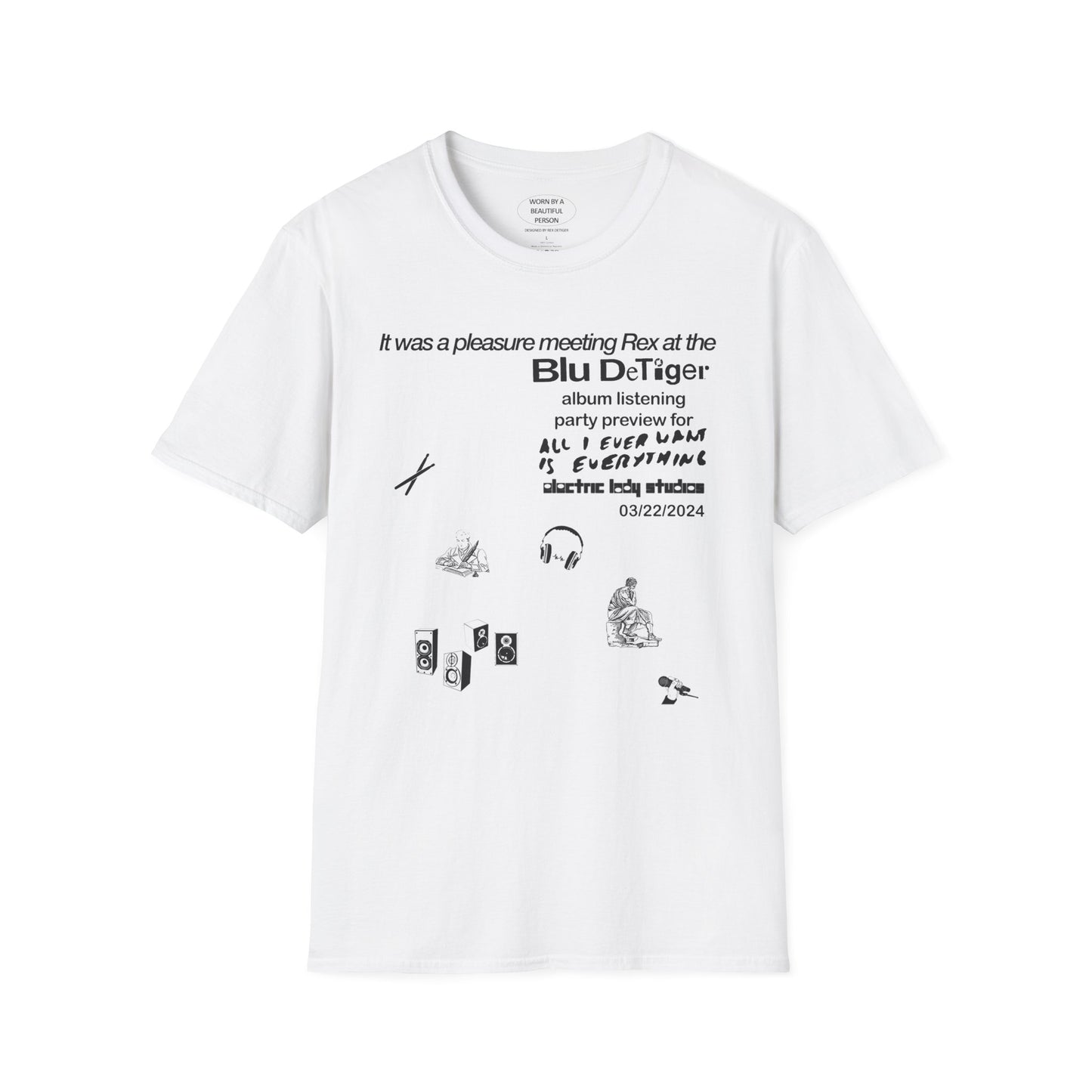 It was a pleasure meeting Rex at the Blu DeTiger album listening party - Unisex Softstyle T-Shirt