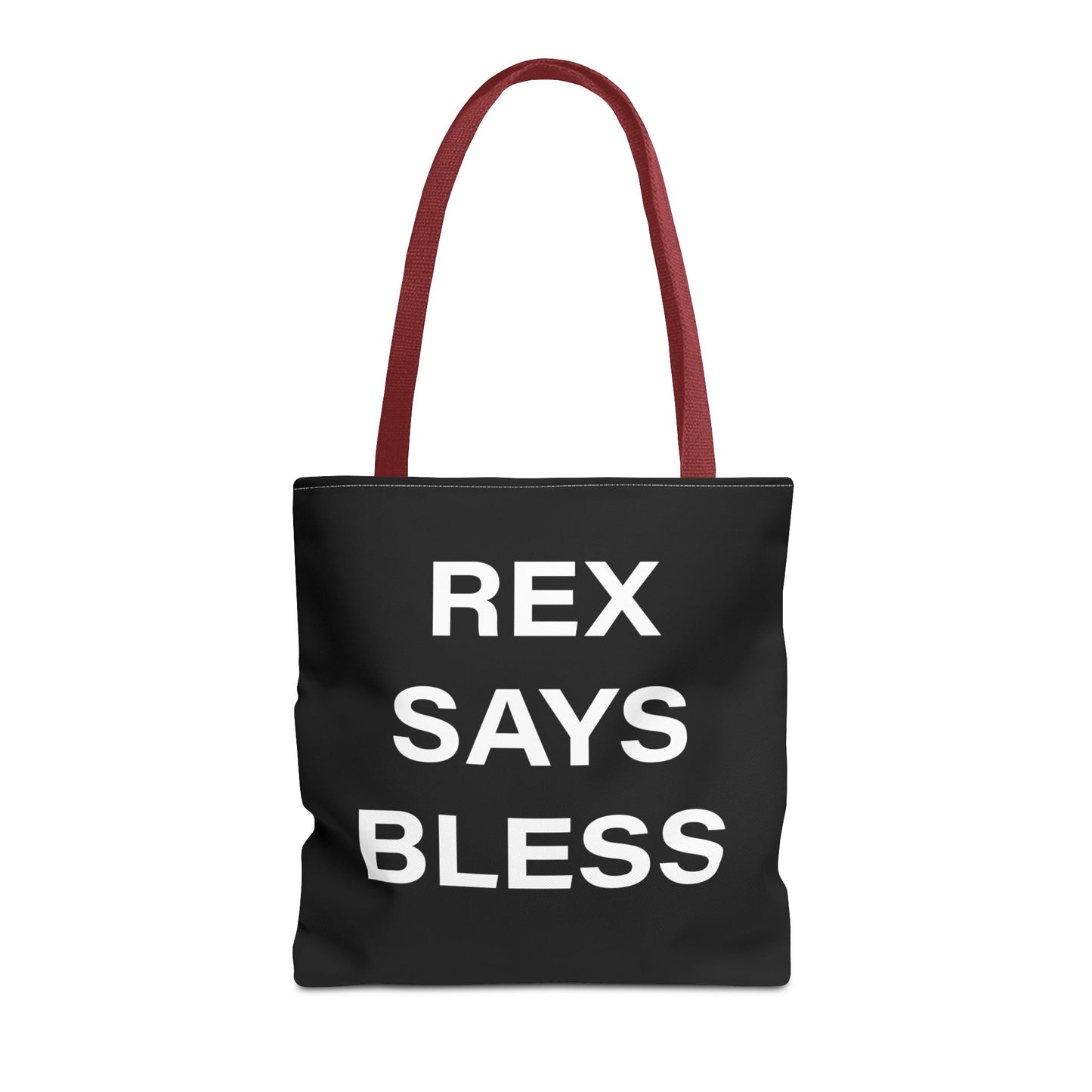 REX SAYS BLESS - Tote Bag - BLACK - CHOOSE HANDLE COLOR AND SIZE