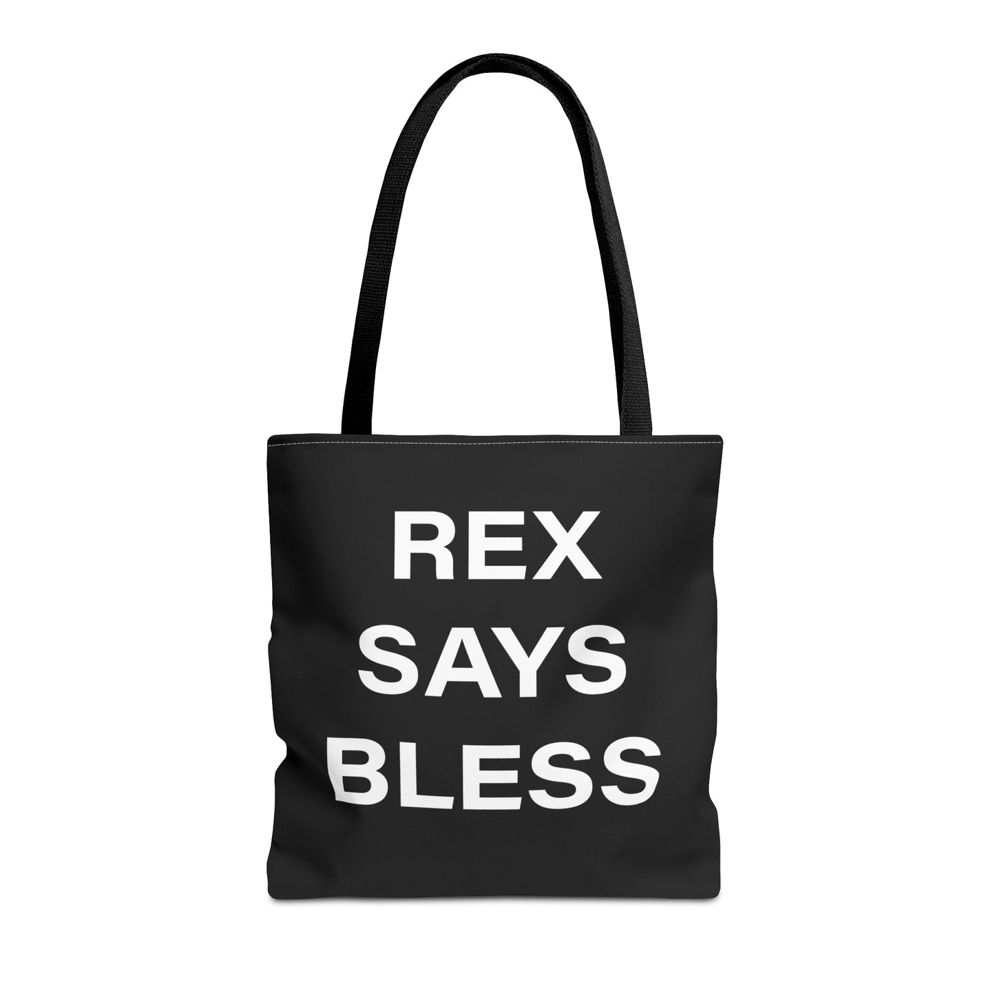 REX SAYS BLESS - Tote Bag - BLACK - CHOOSE HANDLE COLOR AND SIZE