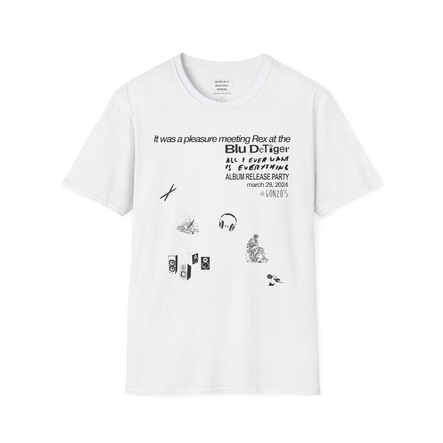 It was a pleasure meeting Rex at the Blu DeTiger album release party - Unisex Softstyle T-Shirt